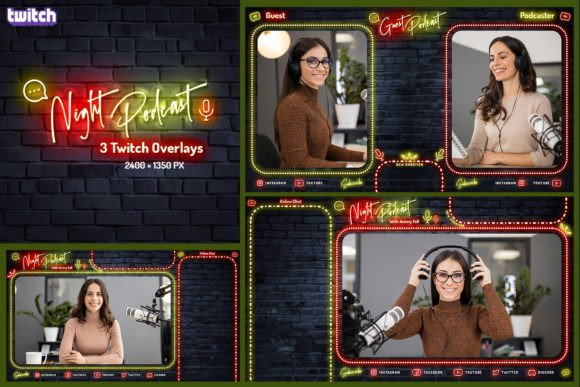 Download Night Podcast – 3 Twitch Overlays - Twitch Collection
