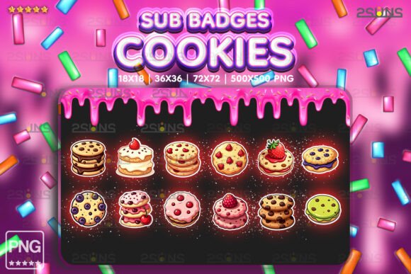 Download 13 Yummy Sub Badges, Cute Cookies Twitch - Twitch Collection