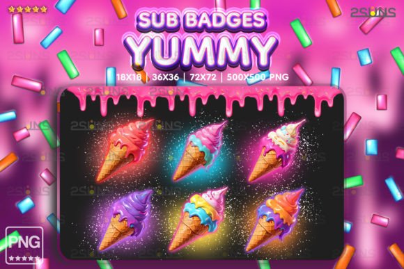 Download 6 Yummy Sub Badges Cute Ice Cream Twitch - Twitch Collection